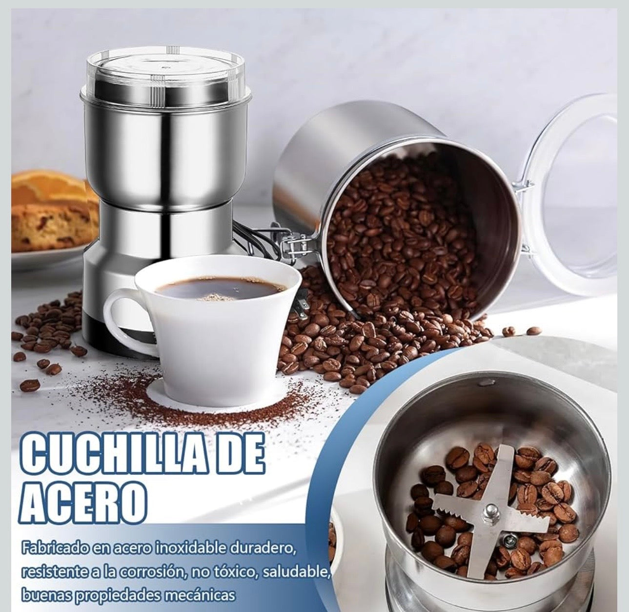 Molino de Café y Especias Eléctrico Acero Inoxidable