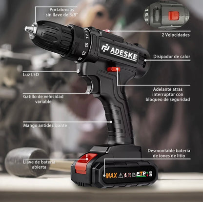 Taladro y Destornillador Doble Batería
