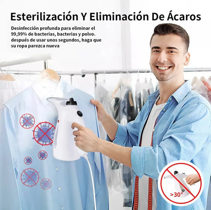 PLANCHA VAPORIZADORA PORTATIL / ROPA LISTA Y DESINFECTADA EN SEGUNDOS
